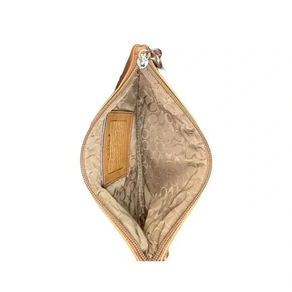 Coach VINTAGE Gold brown Leather  bigger Wristlet - Picture 5 of 7